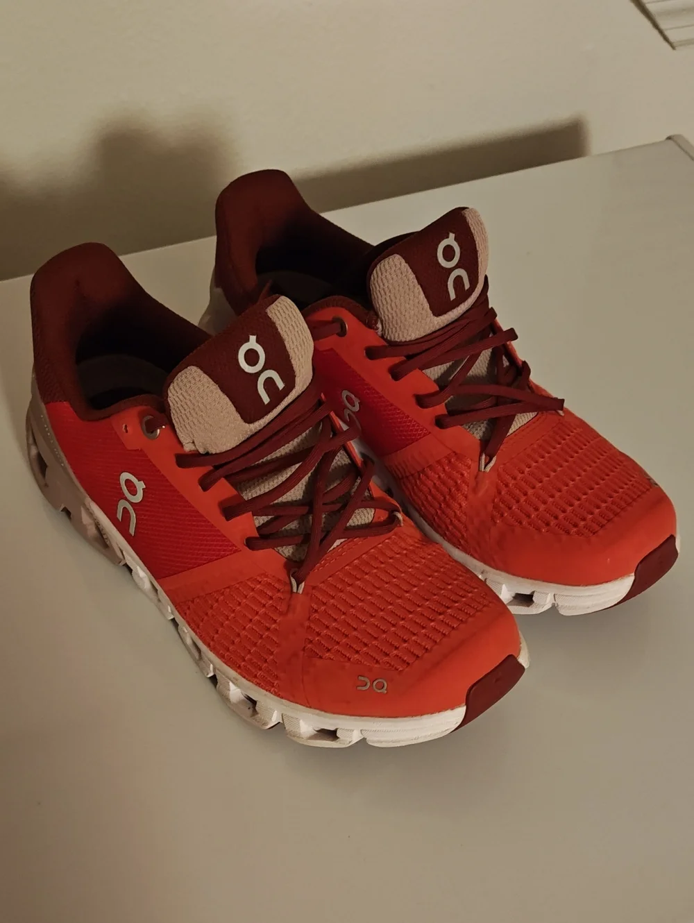 Like New OC Athletic Sneakers in Orange with Maroon Accents